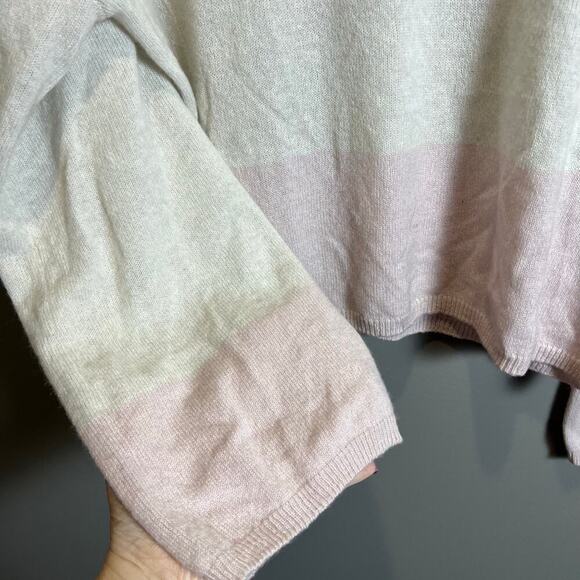 NWT  525 Contrast Pullover Light Pink Cream Cashmere Sweater - Picture 4 of 8